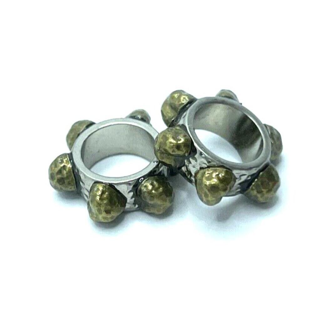 Brighton Art & Soul Row of Mini Hearts Bronze Silver Thin Spacer Bead - Lot of 2